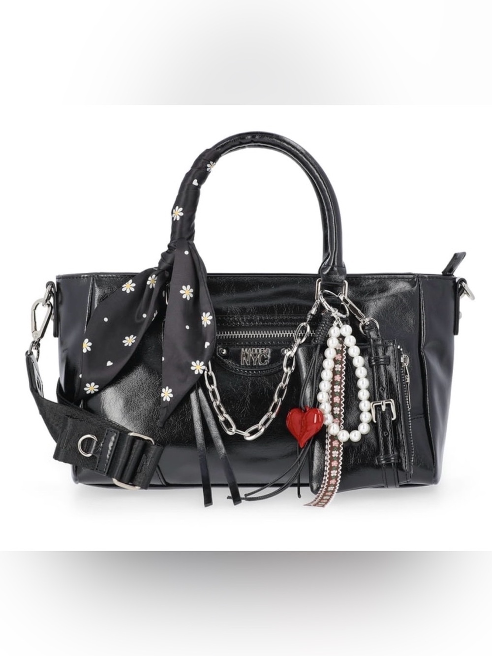 The Madden NYC Women's Slouchy Top Handle Satchel in Black NWT